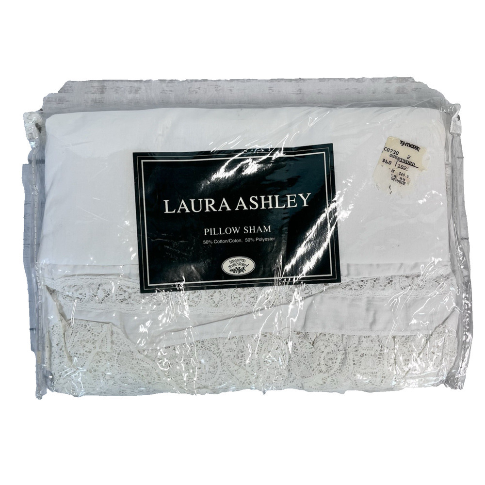 Laura Ashley One White "Bridal Lace" Padded Pillow Sham Cottage Core Lace 20x26"